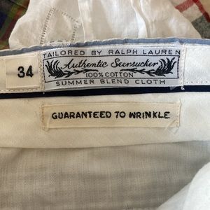 Classic blue and white seersucker shorts. Never worn. Polo by Ralph Lauren.